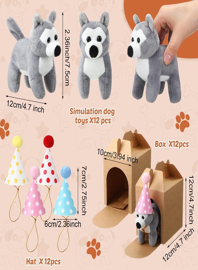 مجموعة سيمجوينج المكونة من 12 دمية كلب صغيرة محشوة، تتضمن 12 كلبًا محشوًا، و12 صندوقًا من ورق الكرافت، و12 قبعة عيد ميلاد، وهي مثالية كهدايا لحفلات أعياد الميلاد ذات الطابع الحيواني (بني). - Image 2